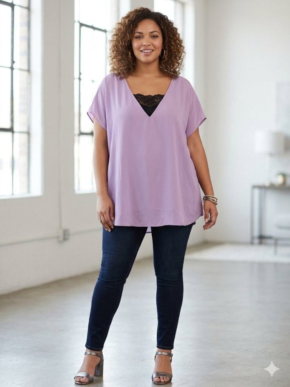 TORRID Plus Size 5 Purple Drop Shoulder Blouse